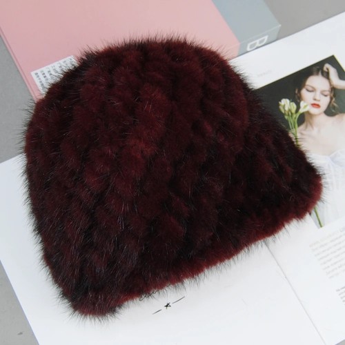 Damen Luxus Vintage Beanie Mützen Echtfell Winter Accessoires One Size Warm Cap - Bild 9 von 12