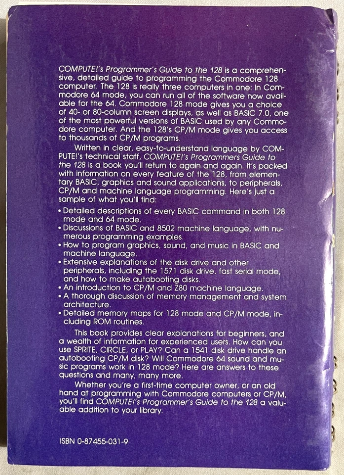 Compute!'s 128 Programmer's Guide Editors of Compute! Books Publication 1984 - Image 2 of 4