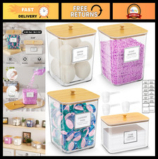 Clear Laundry Pods Storage Container Set - 3 1 Pack with Wooden Lids  Labels, O