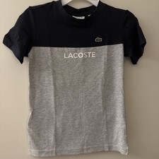 Lacoste Boy Girl Shirt Kid Size 8A Tennis Navy Gray