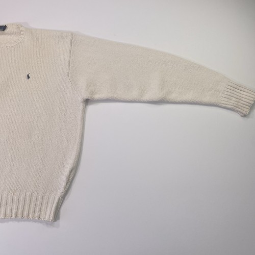Vintage Polo Ralph Lauren maglione maglia girocollo uomo XXL pony panna pesante - Foto 2 di 14