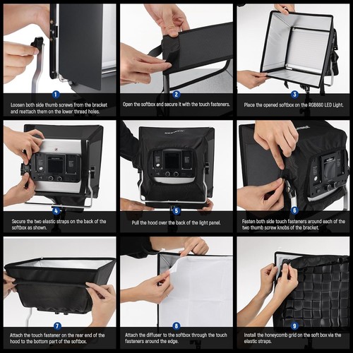 NEEWER 12.6"x11.6" Softbox Diffuser fr NL660 RGB660 PRO II LED Video Light Panel - Picture 3 of 8