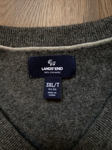 Lands End Men's Cashmere sweater SZ 3XLT Gray V Neck pullover Soft casual - Bild 2 von 8