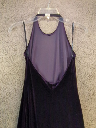 Wäsche Shelli Segal Maxikleid 6 Samt Pflaume 90er Neckholder hinten offen Deko Verschluss - Bild 14 von 14