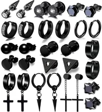 15 Pairs Earrings for Men, Stainless Steel Earrings Stud Kit for Men Women Fashi