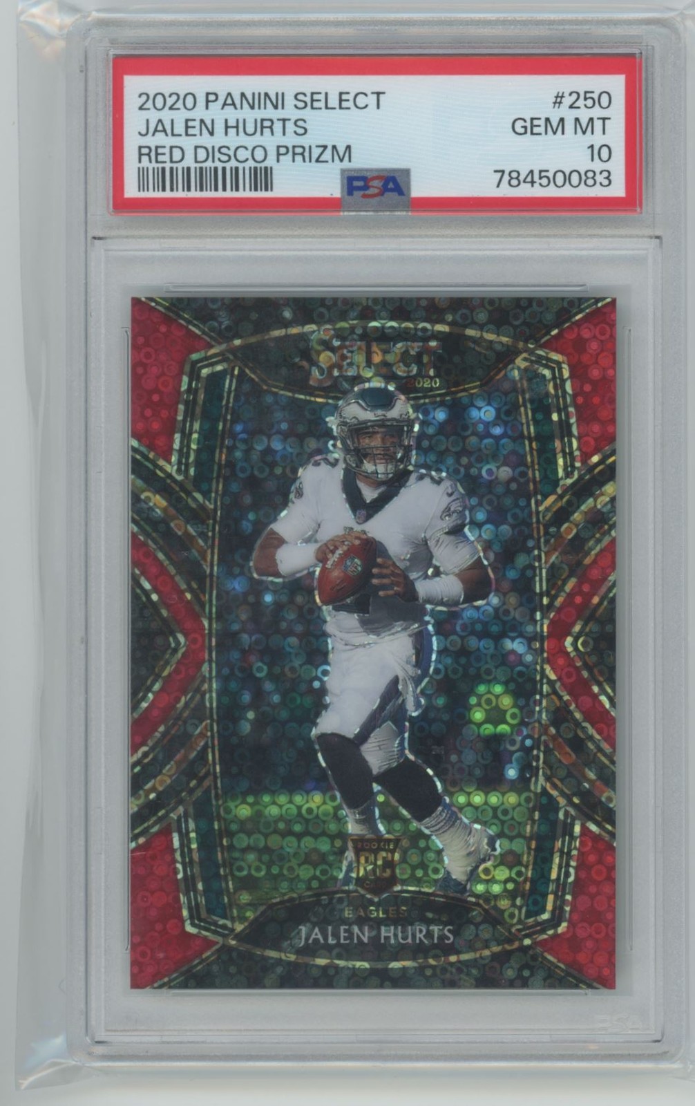 2020 Panini Select Red Prizm Jalen Hurts 13/49 Philadelphia Eagles #250 PSA 10
