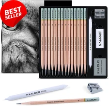 18Pc Sketch Pencil Set 5H–14B w/ Erasers Sharpener Blending Stump for Artists