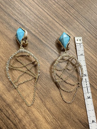 Authentic Alexis Bittar Absolutely Beautiful Turquoise Dangling Earrings $575 - Picture 11 of 11