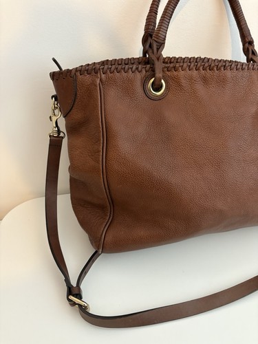 LADIES MASSIMO DUTTI LARGE BROWN LEATHER SLOUCH HANDBAG SHOULDER BAG - Picture 2 of 20