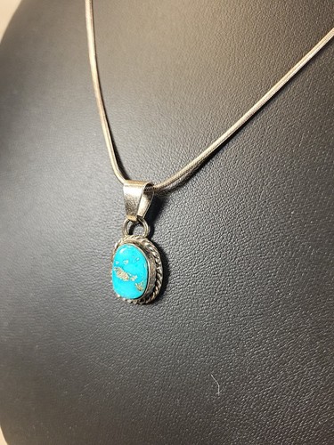 Vintage Türkis & Silber Anhänger 925 Sterling Kette 7,28 Gramm signiert S. JACK 23f - Bild 3 von 15