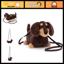 8.5" Plush Sausage Dog Bag - Cute Crossbody Shoulder Purse, Unique Handbag