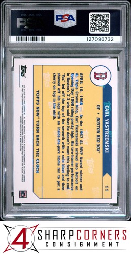 2020 TOPPS NOW TURN BACK THE CLOCK #11 CARL YASTRZEMSKI HOF POP 1 PSA 10 - Picture 2 of 3