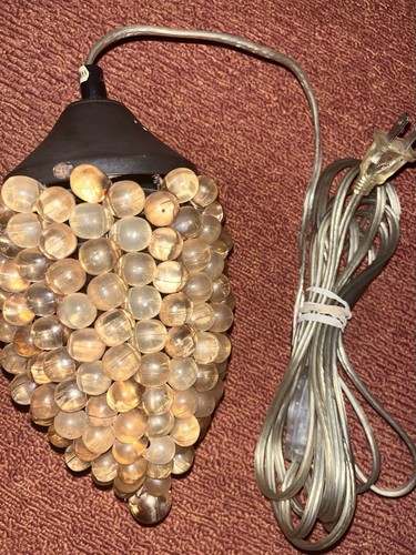 Vintage Acrylic Grape Cluster Hanging Swag Lamp MCM Bohemian Cord Switch - Picture 7 of 10