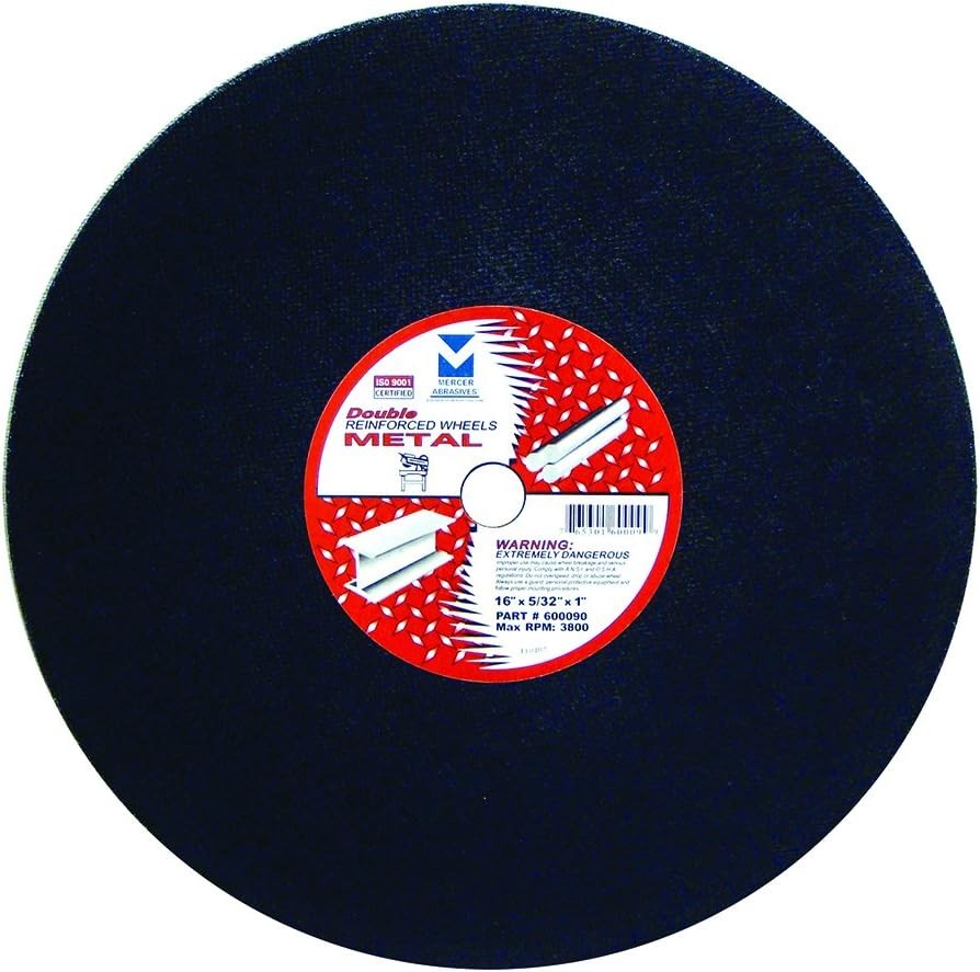 600090 Stationary Saw Cut-Off Wheels for Ferrous Metals, 16 x 5/32 x 1, Metal 