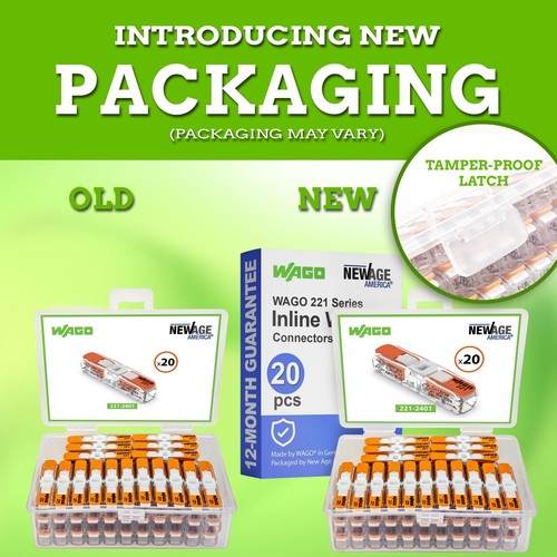 WAGO 221-2401 20pc Inline Compact Splicing Wire Connectors | Includes 20pc 22... - Picture 7 of 9