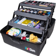 3-Tray Art Supply Box Versatile Organizer for Brushes, Paints, Stamps, and Mo...