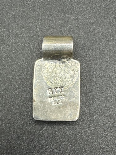 Ciondolo rettangolo intarsiato abalone argento sterling 6g 925 R29 Messico - Foto 3 di 5