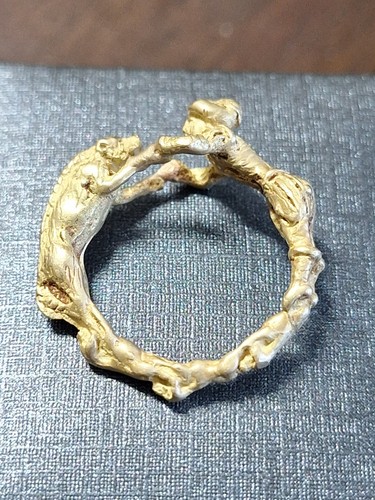 18K Ring Nino D'Antonio Germano Renaissance Style:Hunter, Boar & Dog; S:8.5/9gr