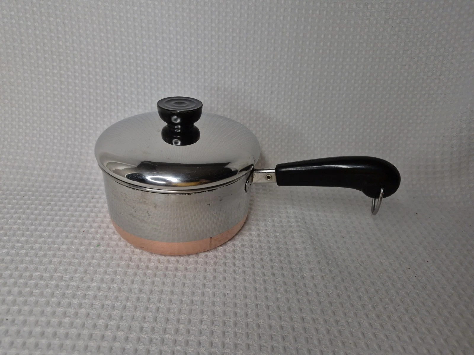 Revere Ware 1 1/2 Qt Copper Bottom Sauce Pan With Lid Clinton IL USA Vintage
