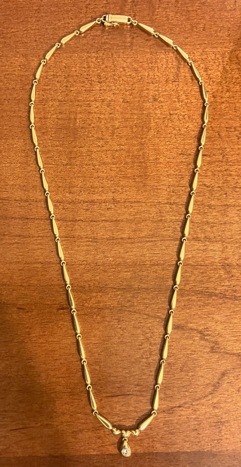 18ct Gold Barleycorn Diamond Pendant Necklace 400mm 9.5g Box Clasp Hallmarked