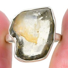 Natural Libyan Glass Sterling Silver Handcrafted Cluster New Ring Jewelry Size 7