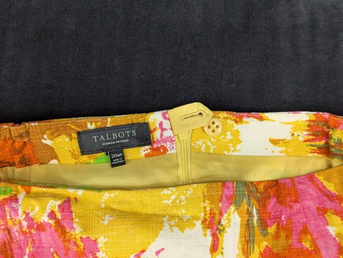 Talbots Petite Floral Baumwolle gerader Rock Leinen Boho Hawaii Plus 20WP neu ohne Etikett - Bild 3 von 7