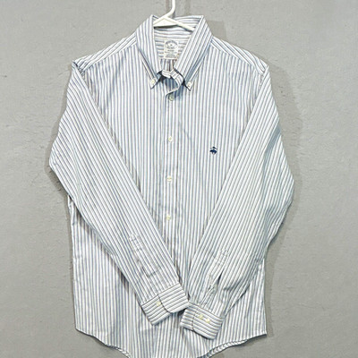 Brooks Brothers Regent Men's M Blue/White Striped Cotton Button-Down Shirt 287