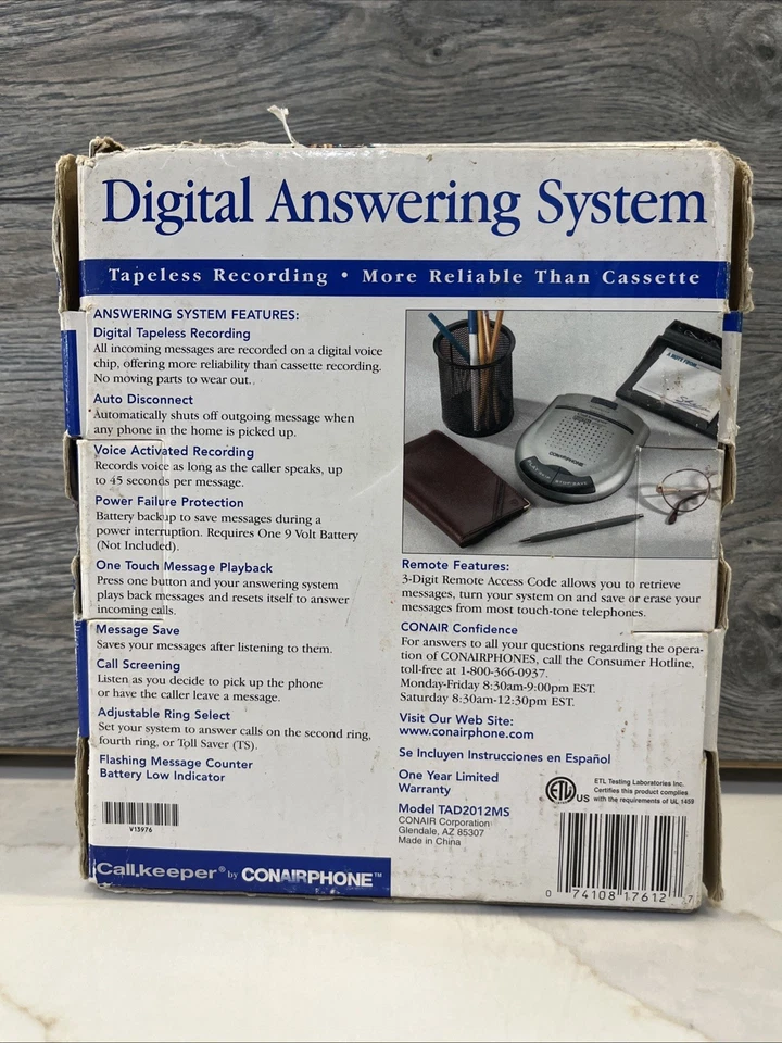 Conairphone TAD2012MS Digital Answering System. Tapeless Recording. (Open Box) - Image 2 of 4