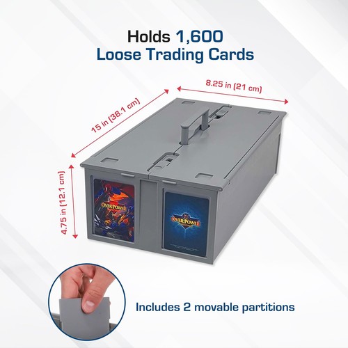 Cubo de tarjetas coleccionables - (único, gris) | Tiene capacidad para 1600 tarjetas | Tienda de plástico... - Imagen 3 de 6