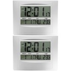  2 Pack Indoor/outdoor Thermometer for Room Temperature Calendar Clock Digital