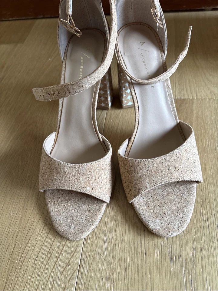 Сандалии с принтом Anthropologie пробковый блочный каблук с открытым носком ремешком на лодыжке размер 9,5 М - Изображение 4 из 4