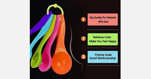 Measuring Spoons Set Plastic with Ring in Assorted Colors (5 ~ 20 Pcs) - Picture 5 of 9