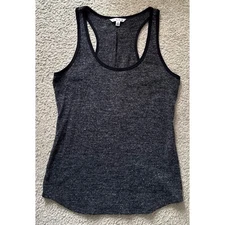 CAbi Racer "Glee" Back Tank Marled Heathered Knit Sweater Black W/ Gray Small
