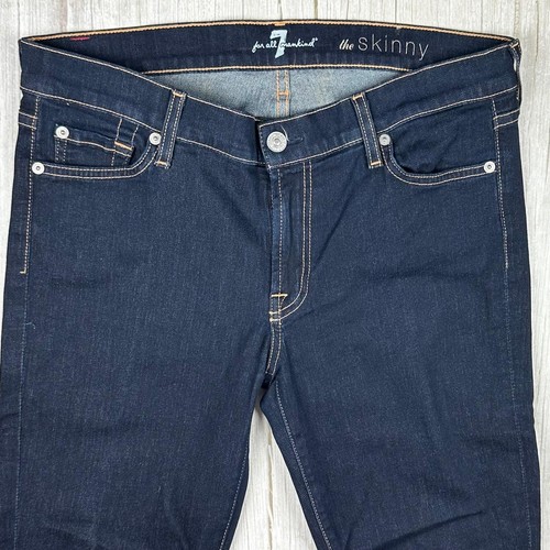 7 for all Mankind 'The Skinny' Blue Stretch Jeans Size- 31 - Picture 3 of 7