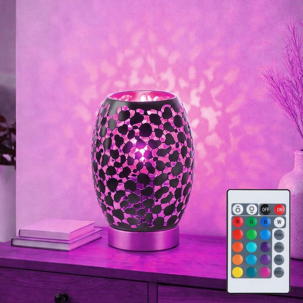 Tischleuchte Beistellleuchte Nachttischlampe Rgb Led Fernbedienung Schwarz Gold-image