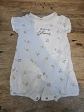 Baby White "I love mummy" Easter Romper - Nutmeg - Size 0-3 Months