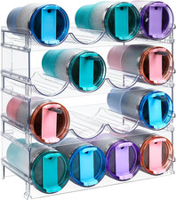 4 Tier Stackable Water Bottle Organizer Rack Holds 16 Kitchen Cabinet