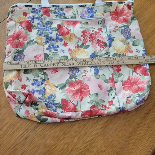 LeSportsac Vintage Tote Floral Matching Make-Up Bag Peonies Large Bag Shopping - Picture 9 of 9