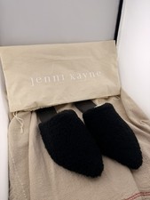 Jenni Kayne Shearling Slide Sandals Black Made in Italy Size 39 Leather