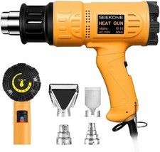SEEKONE 1800W Heat Gun 122–1202℉ Variable Temp w/ 4 Nozzles 5.2ft Cable