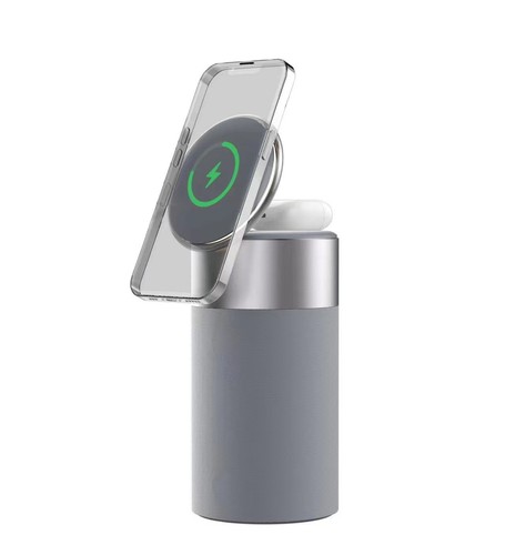 3-in-1 Wireless Charger for iPhone & AirPods | Bluetooth Speaker & Touch Lamp | - Photo 6 sur 10