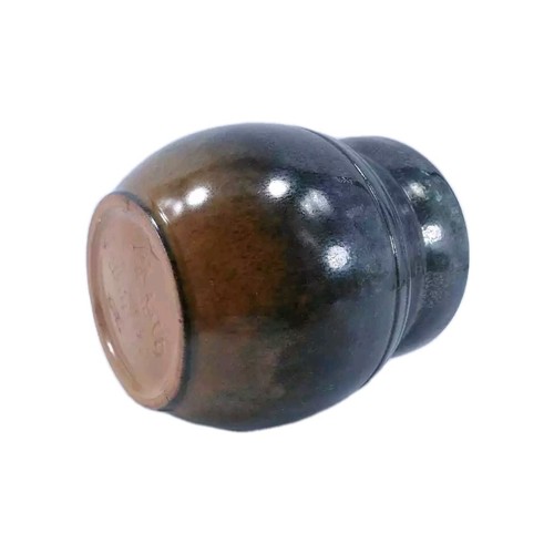 Scandinavian Brown Vase, Studio Handcrafted Art Pottery , signed - Picture 2 of 5