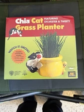 Chia Cat Featuring Looney Tunes Sylvester & Tweety Bird Cat Grass Planter New