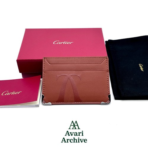 Cartier Must de Cartier Brown Leather Double Card Holder Wallet - Picture 2 of 5