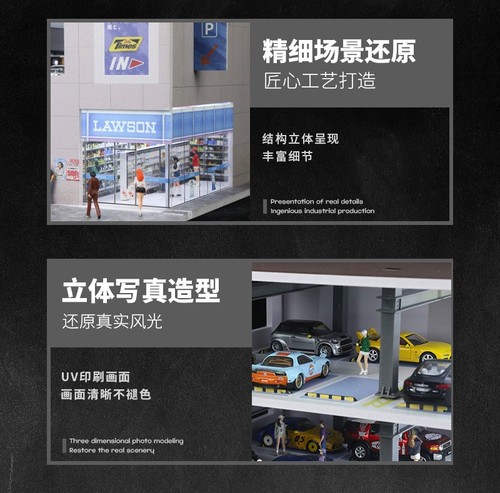 Diorama 1/64 Diecast Car Garage Model LED City Street Building Store Model Scene - Picture 28 of 52