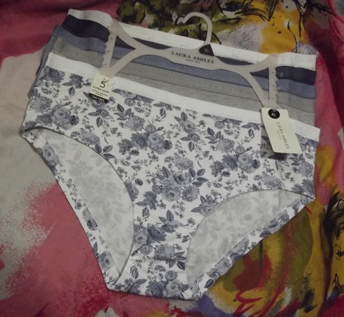 5 NEUE LAURA ASHLEY LS6069 5PKA ULTRAWEICHE HIPSTER-HÖSCHEN AUS BAUMWOLLE MIT LOGO TAILLE XL - Bild 1 von 2