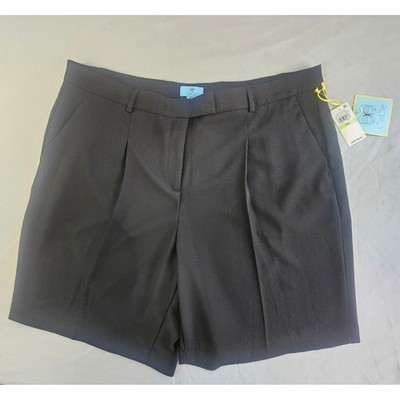 CeCe Opalescent Skies Black Pleated Shorts Plus Size Women's 18W NWT L312