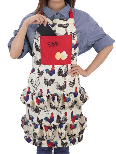 Egg-Apron for Women - Fresh Chicken Eggs Collecting Apron with 15 Pockets - Picture 5 of 7