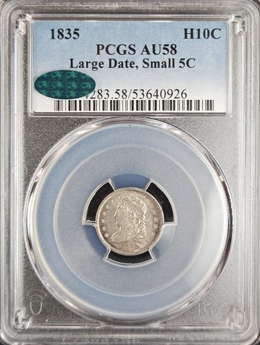 CAC 1835 Capped Bust Half Dime PCGS AU58 ULTRA PQ!