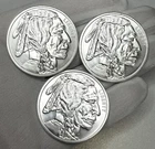 Lot of 3 x Buffalo 1 oz .999 Fine Silver Rounds BU Bullion Lot Silver Stacker
